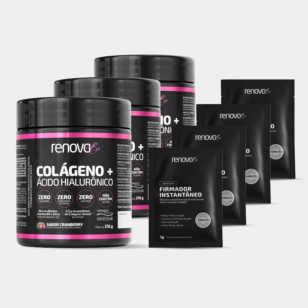 Kit Colágeno Verisol + Ácido Hialurônico Cranberry (3 potes)